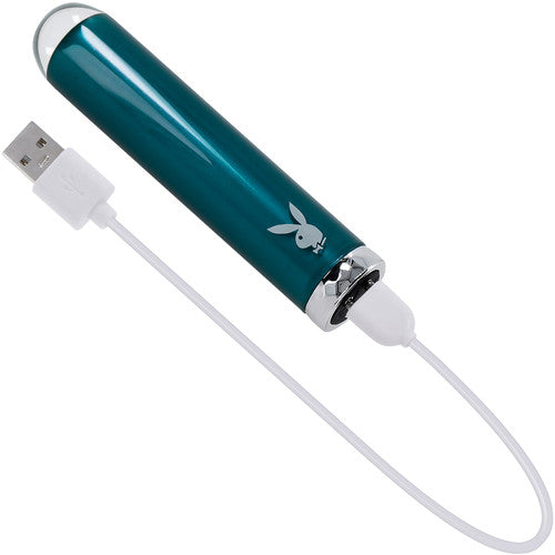 Playboy Emerald Vibrating Glass Mini Vibe- Deep Teal