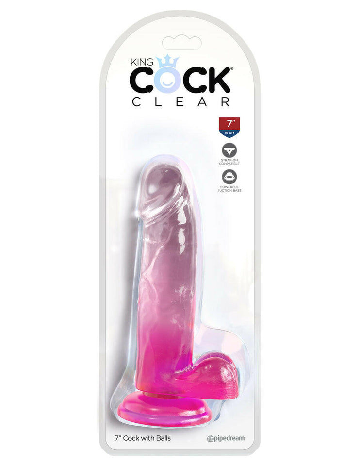 King Cock Clear King Cock Clear with Balls - Pink