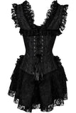 Top Drawer Steel Boned Black Lace Victorian Corset Dress