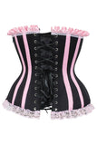 Top Drawer Black/Pink Steel Boned Burlesque Corset