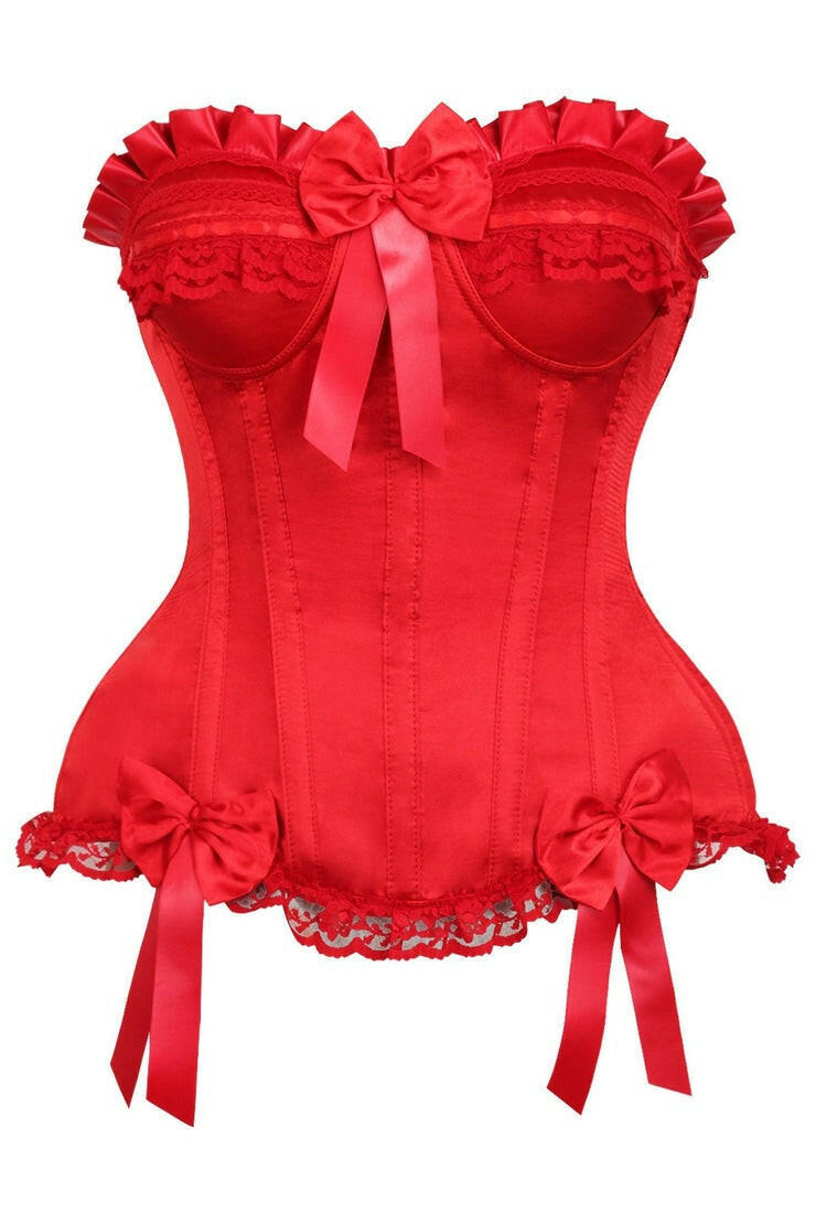 Top Drawer Red Satin Steel Boned Burlesque Corset