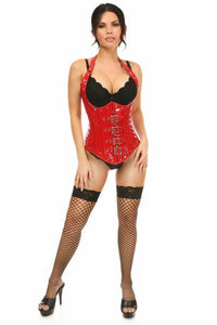 Top Drawer Steel Boned Red Patent PVC Vinyl Underbust Corset Top