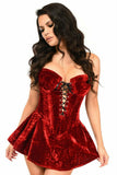 Top Drawer Dark Red Velvet Steel Boned Corset Dress