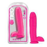 Blush Neo 10.5 in. Dual Density Dildo with Balls & Suction Cup Neon Pink