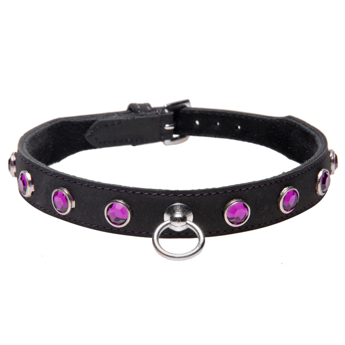 Strict Leather Rhinestone Collar- Amethyst