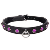 Strict Leather Rhinestone Collar- Amethyst