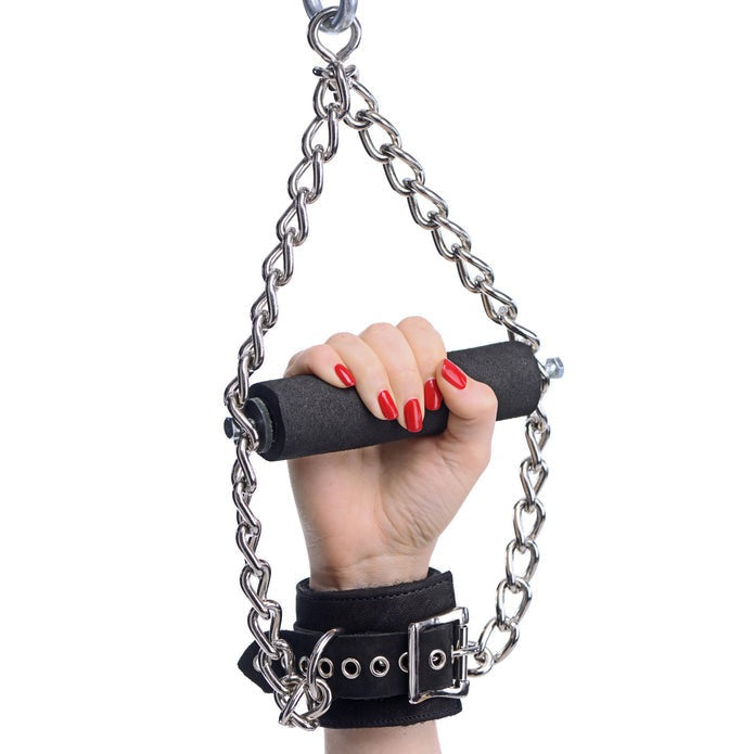 Strict Leather Fur Lined Nubuck Leather Suspension Cuffs with Grip