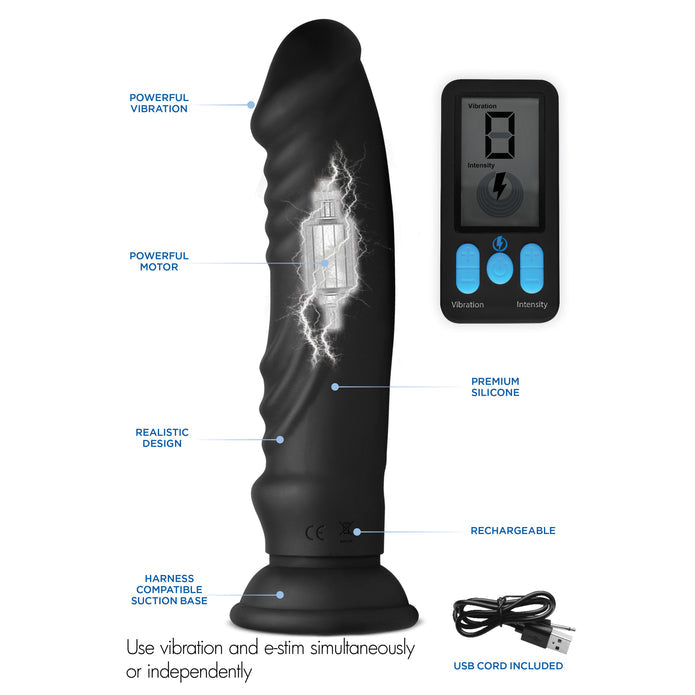 Zeus E-Stim Pro 5X Vibrating Dildo With Remote Control