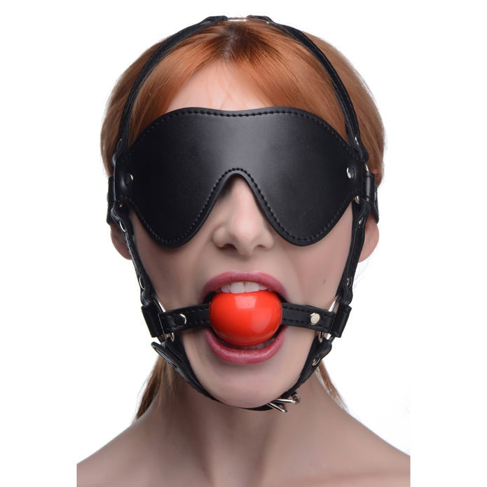 Strict Leather Blindfold Harness and Ball Gag