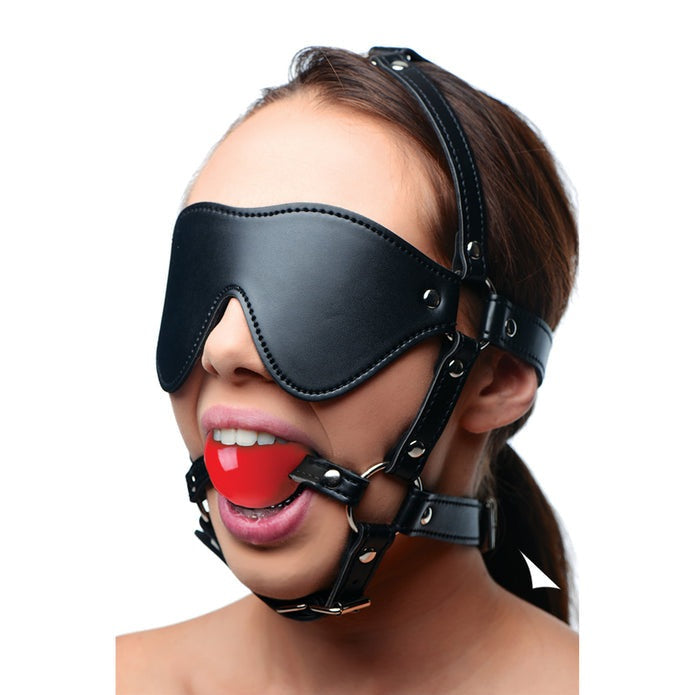 Strict Leather Blindfold Harness and Ball Gag