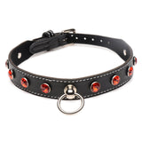 Rhinestone Choker With O-Ring - Red