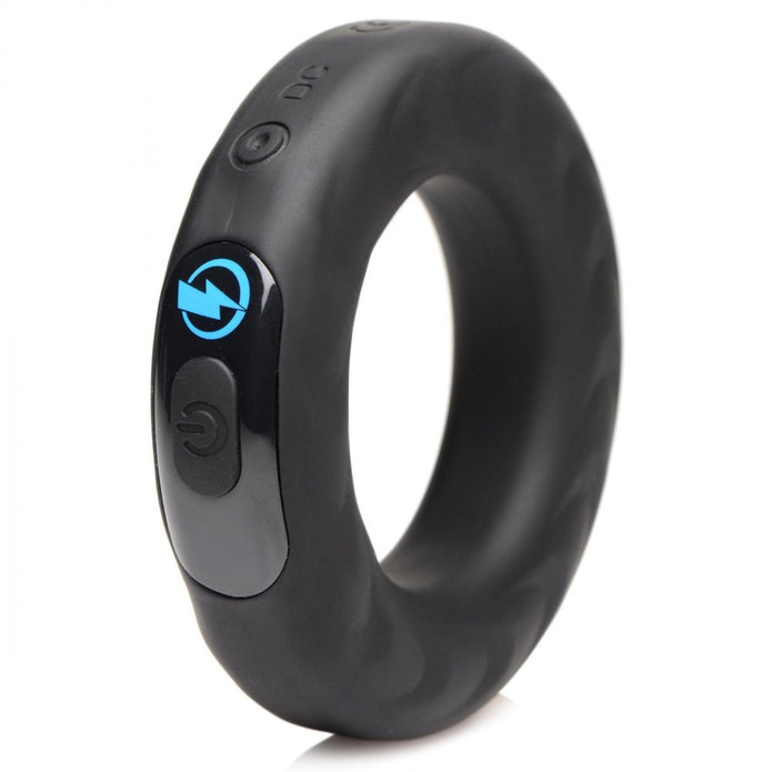 Zeus Vibrating & E-Stim Silicone Cock Ring W- RC 45mm