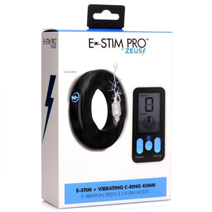 Zeus Vibrating & E-Stim Silicone Cock Ring W- RC 45mm