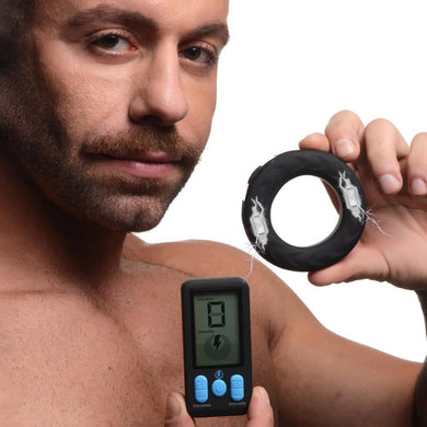 Zeus Vibrating & E-Stim Silicone Cock Ring W- RC 50mm