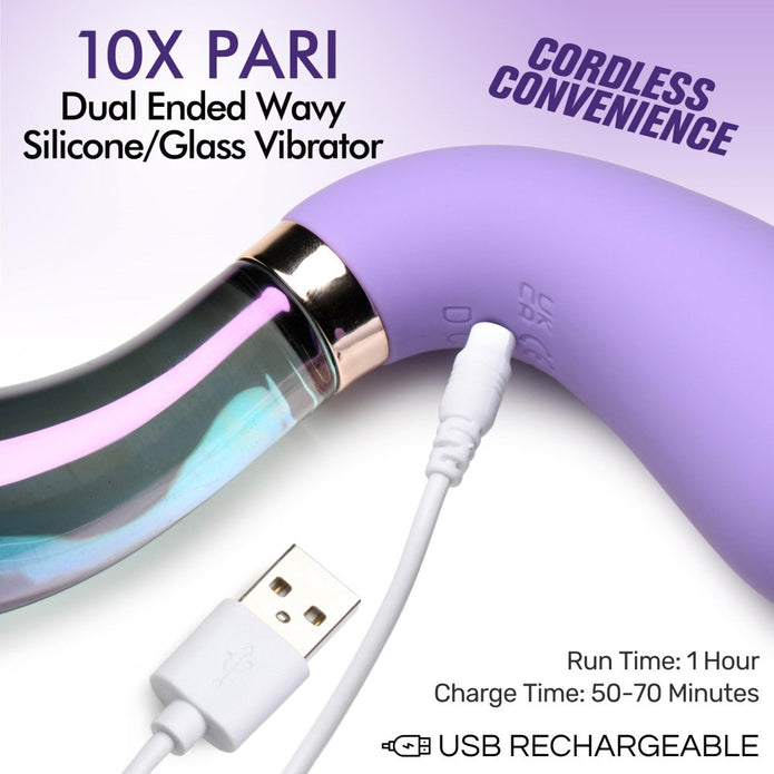 Prisms 10X Pari Dual Ended Wavy Silicone and Glass Vibrator