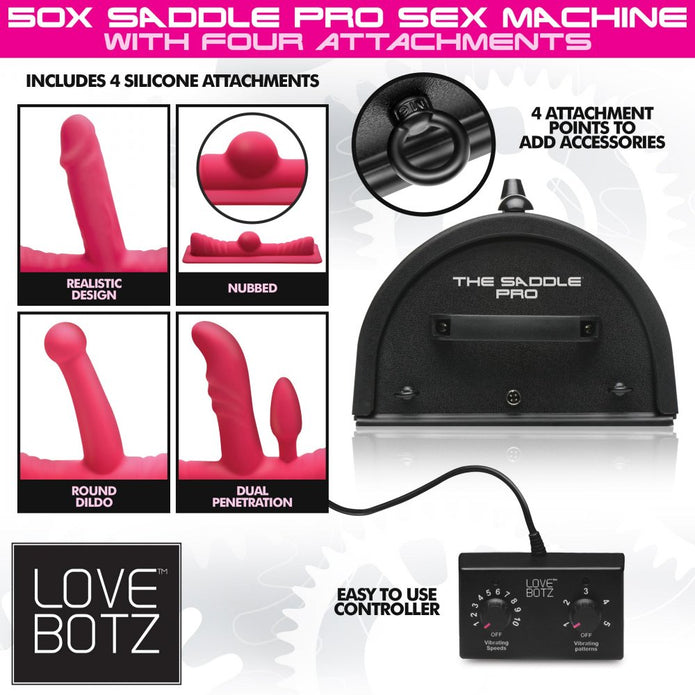 50X Saddle Pro Sex Machine With 4 Attachments