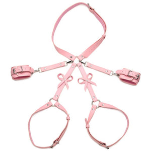 Strict Pink Bondage Thigh Harness with Bows