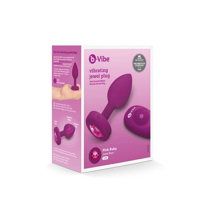 B-Vibe Vibrating Jewel Plug S/M Remote Controlled- Fuschia