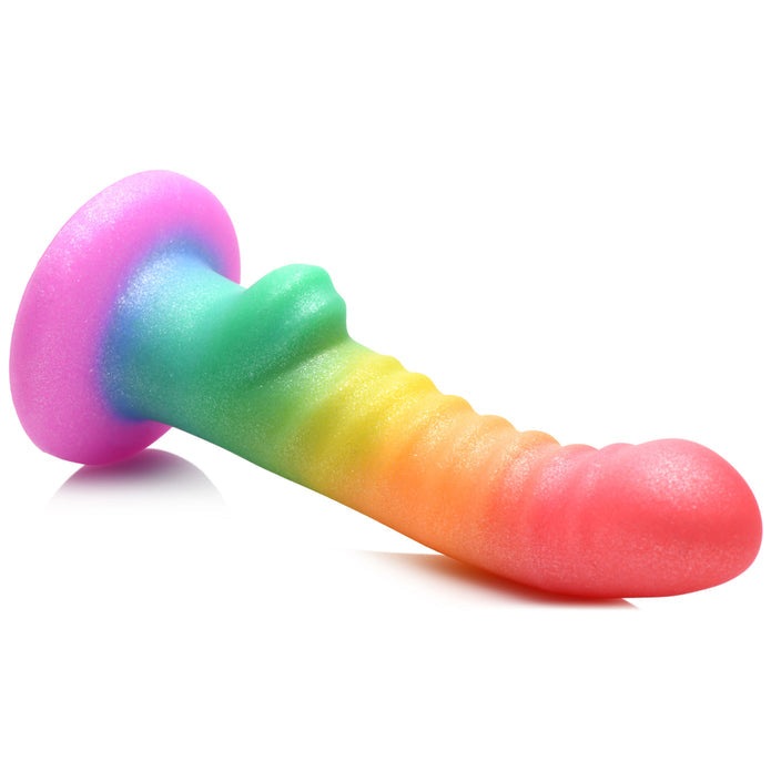 Simply Sweet Ribbed Rainbow Dildo