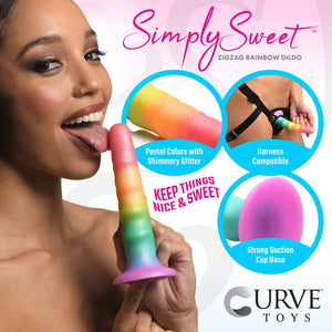 Simply Sweet Zigzag Rainbow Dildo