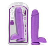 Blush Neo 11 in. Dual Density Dildo with Balls & Suction Cup Neon Purple