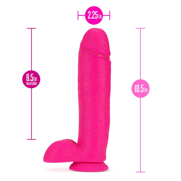 Blush Neo 10.5 in. Dual Density Dildo with Balls & Suction Cup Neon Pink