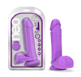 Blush Neo 8 in. Dual Density Dildo with Balls & Suction Cup Neon Purple