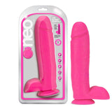 Blush Neo 11 in. Dual Density Dildo with Balls & Suction Cup Neon Pink