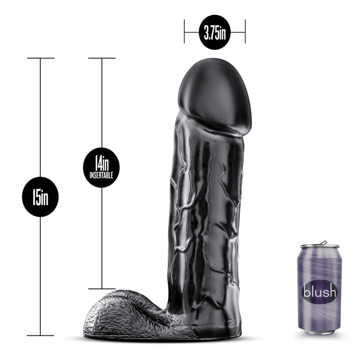 Blush Jet Brutalizer Realistic 15 in. Dildo with Balls- Black