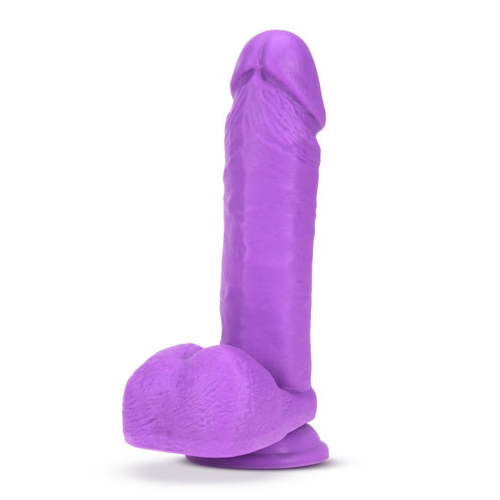 Blush Neo 8 in. Dual Density Dildo with Balls & Suction Cup Neon Purple