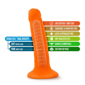 Blush Neo 6 in. Dual Density Dildo with Suction Cup Neon Orange