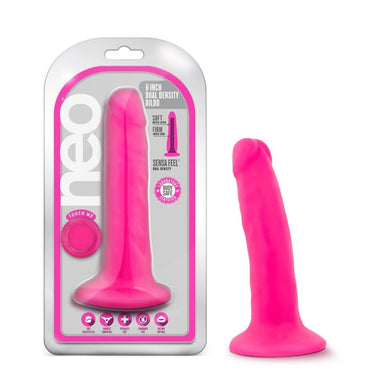 Blush Neo 6 in. Dual Density Dildo with Suction Cup Neon Pink