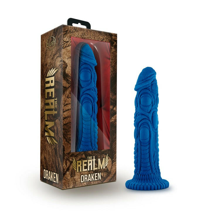 The Realm Draken Blue 7.5-Inch Long Dildo With Suction Cup Base