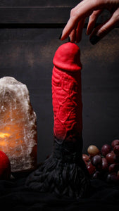 The Realm Lycan Red 10.5-Inch Long Dildo With Lock On Base