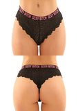 Fantasy Lingerie Vibes Sexy Bitch Buddy Pack Cheeky Panty & Strappy Thong Black/Pink