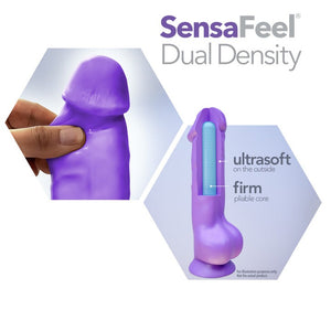 Blush Neo 11 in. Dual Density Dildo with Balls & Suction Cup Neon Purple