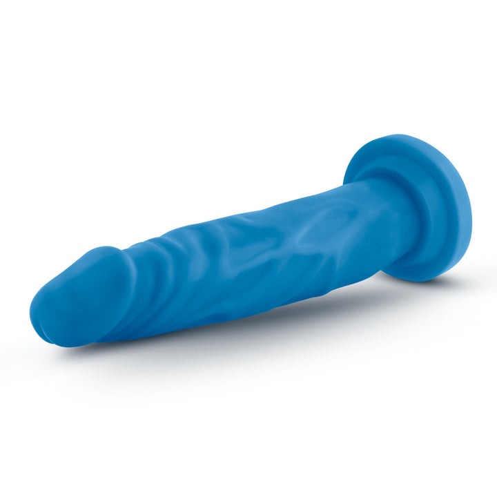 Blush Neo 7.5 in. Dual Density Dildo with Suction Cup Neon Blue