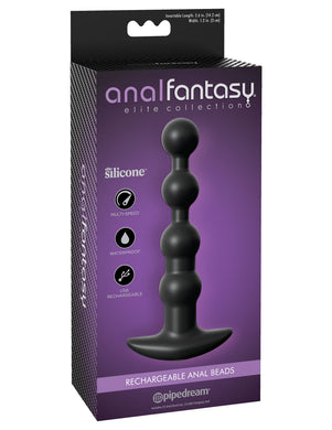 Anal Fantasy Elite Rechargeable Anal Bead Plug- Black