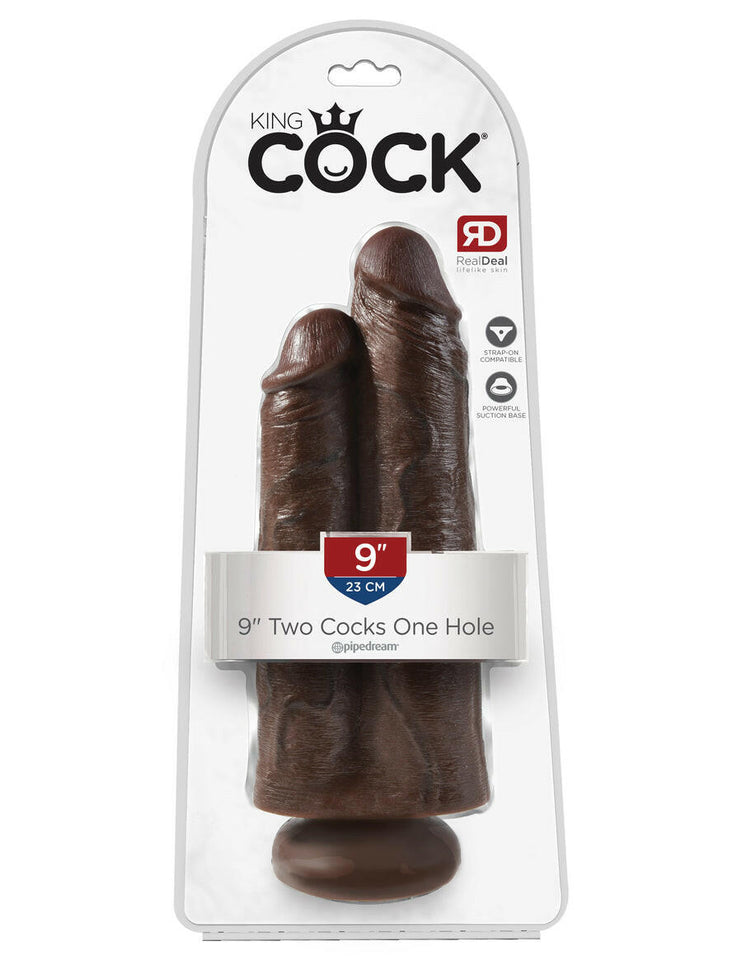 King Cock 9" Two Cocks One Hole