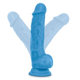 Blush Neo 7.5 in. Dual Density Dildo with Balls & Suction Cup Neon Blue