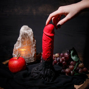 The Realm Lycan Red 10.5-Inch Long Dildo With Lock On Base