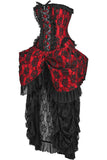 Top Drawer Steel Boned Red w/Black Lace Bustle Corset Dress