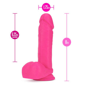 Blush Neo 8 in. Dual Density Dildo with Balls & Suction Cup Neon Pink