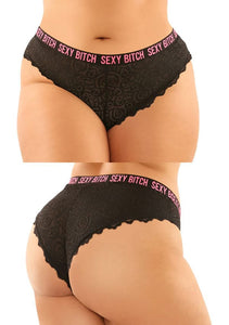 Fantasy Lingerie Vibes Sexy Bitch Buddy Pack Cheeky Panty & Strappy Thong Black/Pink