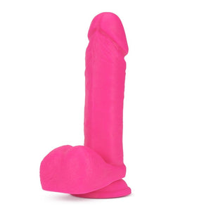 Blush Neo 8 in. Dual Density Dildo with Balls & Suction Cup Neon Pink