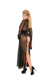 Mesh and vinyl long sleeve gown- V1954X