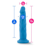 Blush Neo 7.5 in. Dual Density Dildo with Suction Cup Neon Blue