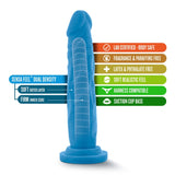 Blush Neo 7.5 in. Dual Density Dildo with Suction Cup Neon Blue