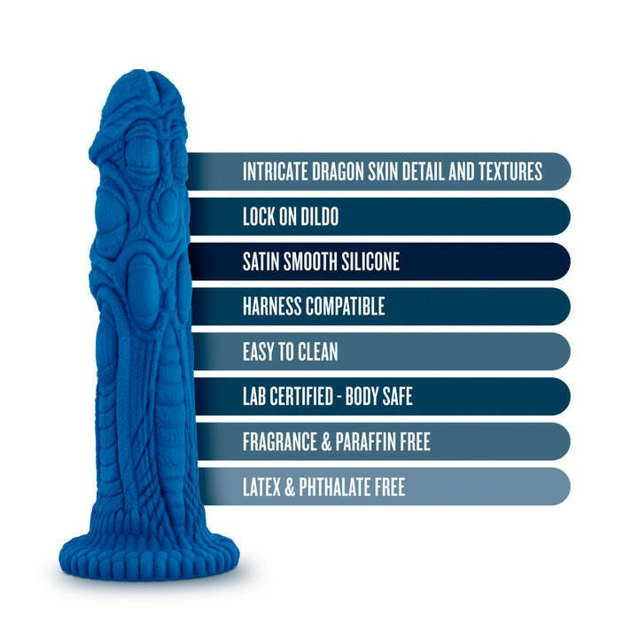 The Realm Draken Blue 7.5-Inch Long Dildo With Suction Cup Base