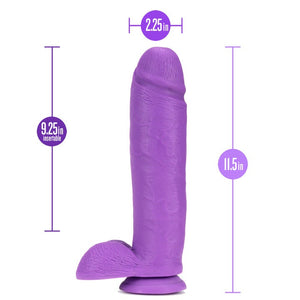 Blush Neo 11 in. Dual Density Dildo with Balls & Suction Cup Neon Purple